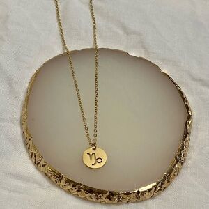 CAPRICORN Coin Necklace | Dainty GOLD Zodiac Pendant Chain pendant